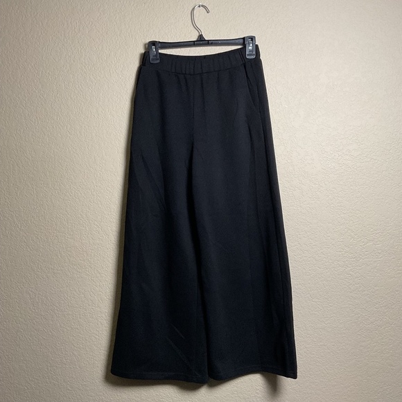 Joh Apparel Womens XS Black Wide Leg Light‎ Ribbed Knit Sweater Pants w/Pockets - Picture 1 of 6